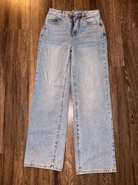 12th Tribe Faded Light Blue Wide-Leg Jeans